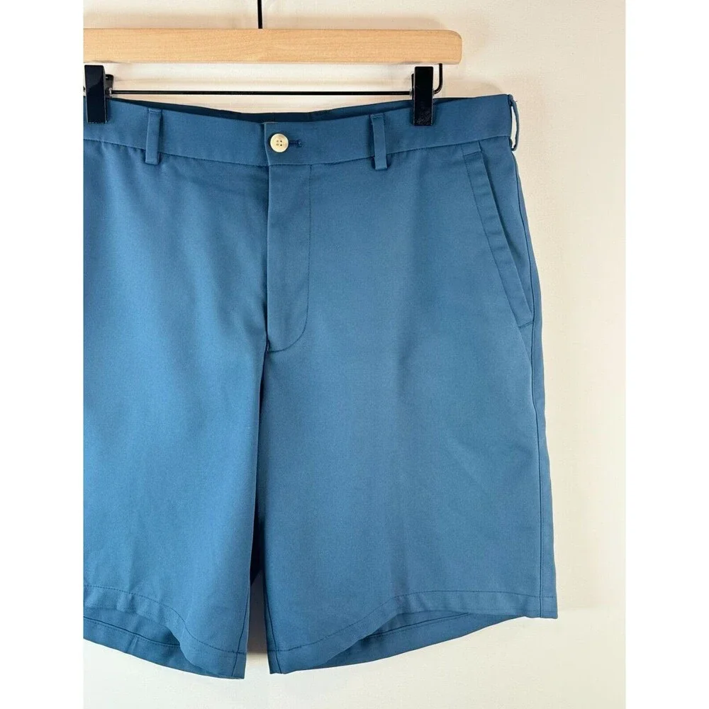 Peter Millar Wicking Men Shorts Blue Chino Crown Sport Golf Performance Size 34